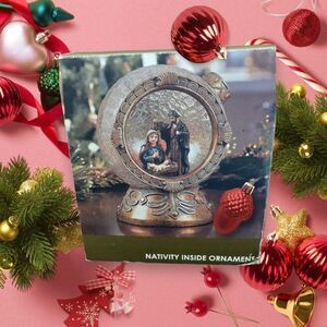 KIRKLAND'S HOME CHRISTMAS NATIVITY INSIDE Crackle Glass Decor 7.5" Heavy NEW!